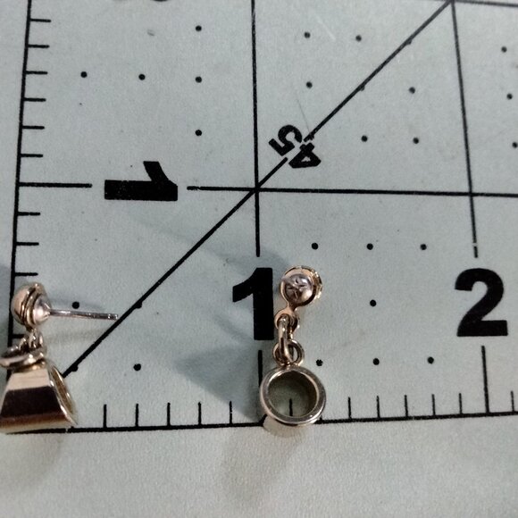 Silver Tone Dangling Circle Earrings - Picture 4 of 5